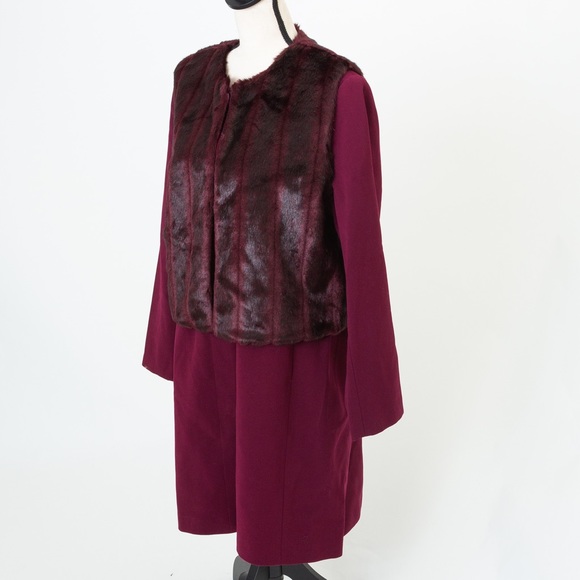 Faux fur collarless longer length jacket coat Iman XL - Picture 4 of 16